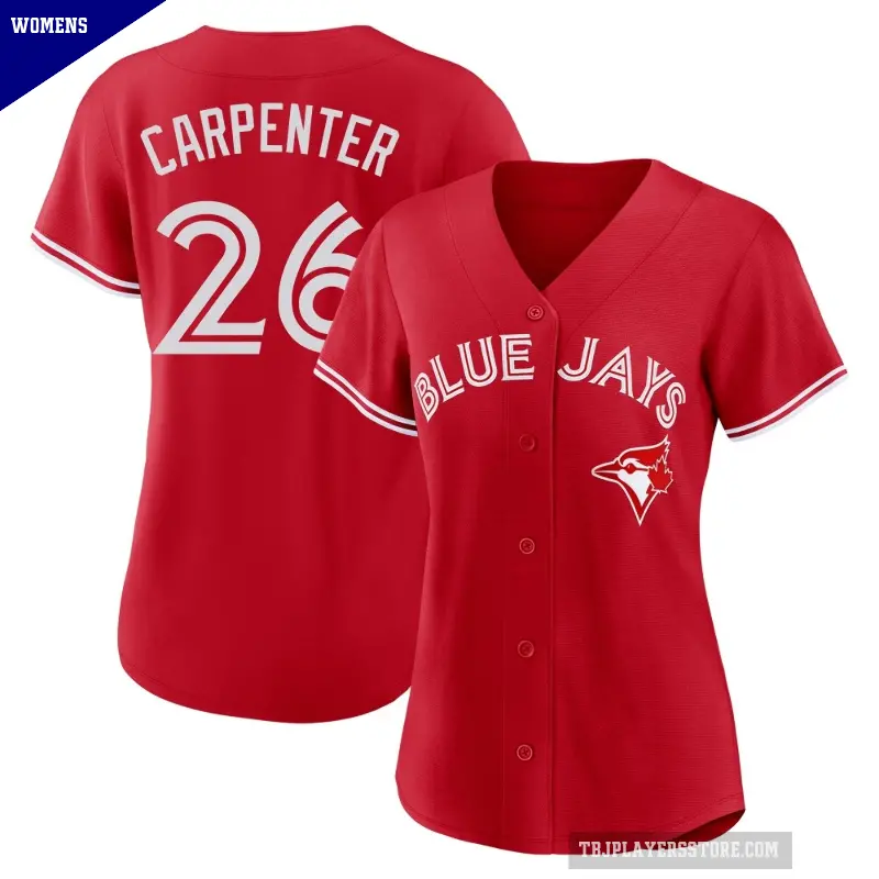Women's No.26 Chris Carpenter Toronto Blue Jays Red Replica Canada Day Jersey