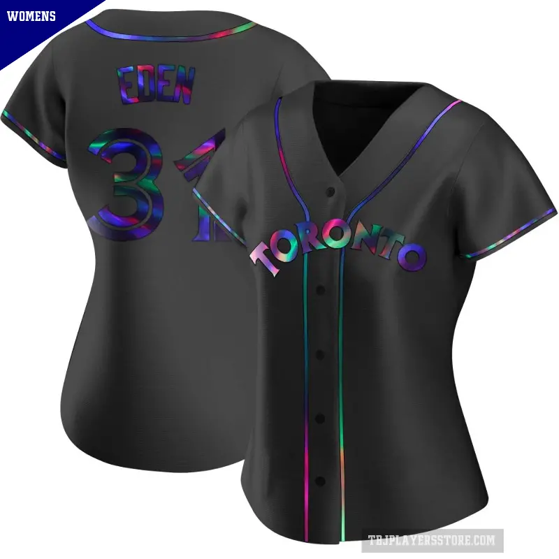 Women's No.31 Cam Eden Toronto Blue Jays Black Replica Holographic Alternate Jersey