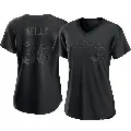 Women's No.36 David Wells Toronto Blue Jays Black Authentic Pitch Fashion Jersey