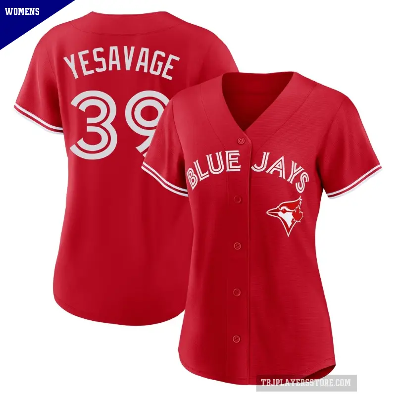 Women's No.39 Trey Yesavage Toronto Blue Jays Red Replica Canada Day Jersey