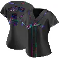 Women's No.41 Pat Hentgen Toronto Blue Jays Black Replica Holographic Alternate Jersey