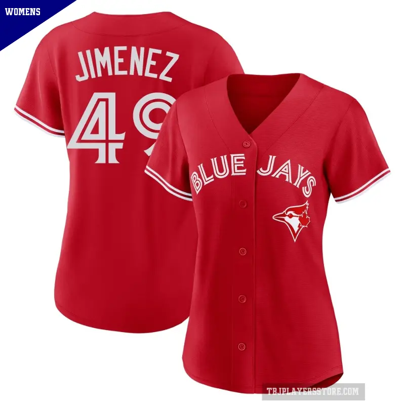 Women's No.49 Leo Jimenez Toronto Blue Jays Red Replica Canada Day Jersey