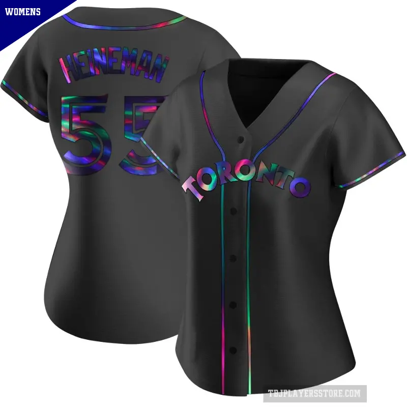 Women's No.55 Tyler Heineman Toronto Blue Jays Black Replica Holographic Alternate Jersey
