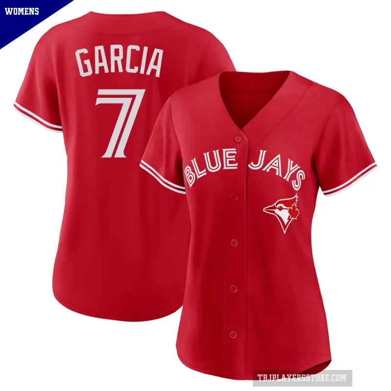 Women's No.7 Damaso Garcia Toronto Blue Jays Red Replica Canada Day Jersey