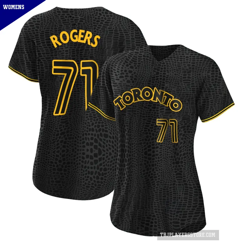Women's No.71 Tyler Rogers Toronto Blue Jays Black Replica Snake Skin City Jersey