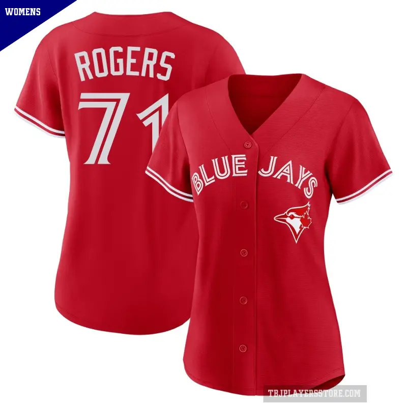 Women's No.71 Tyler Rogers Toronto Blue Jays Red Replica Canada Day Jersey