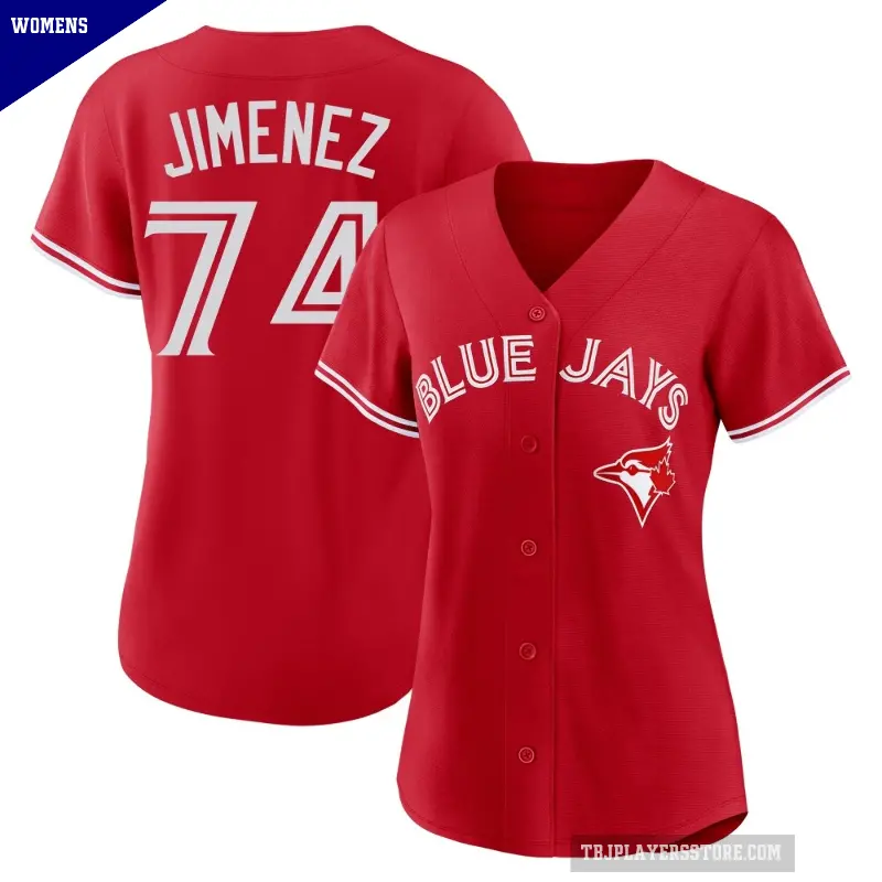 Women's No.74 Eloy Jimenez Toronto Blue Jays Red Replica Canada Day Jersey