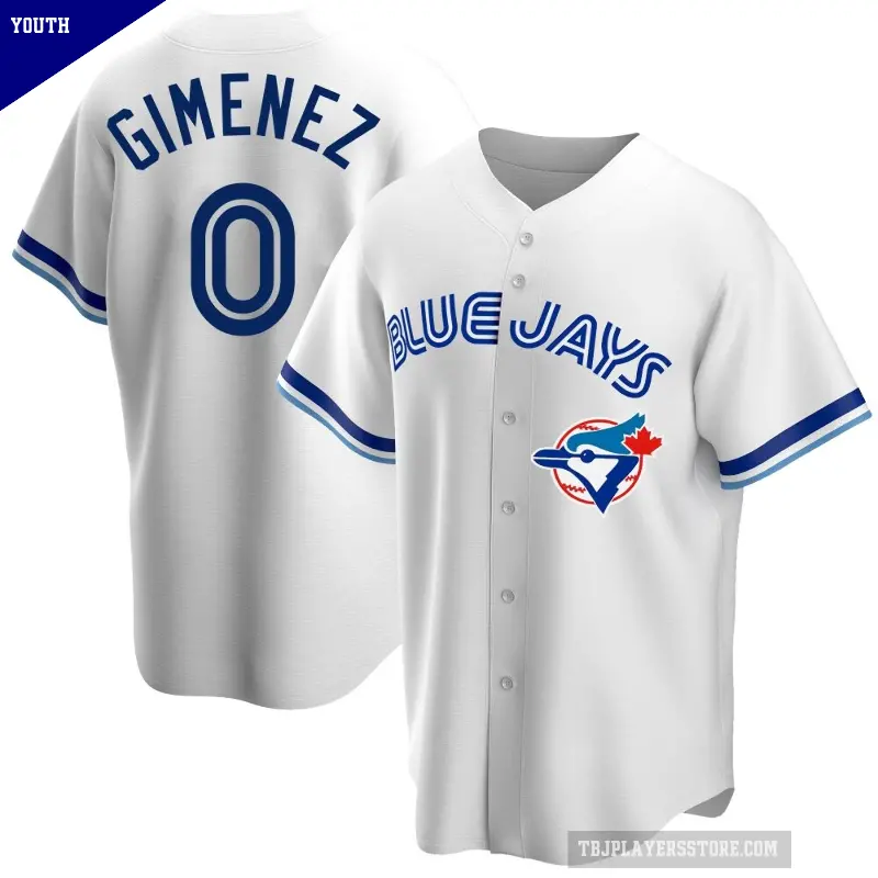 Youth No.0 Andres Gimenez Toronto Blue Jays White Replica Home Cooperstown Collection Jersey