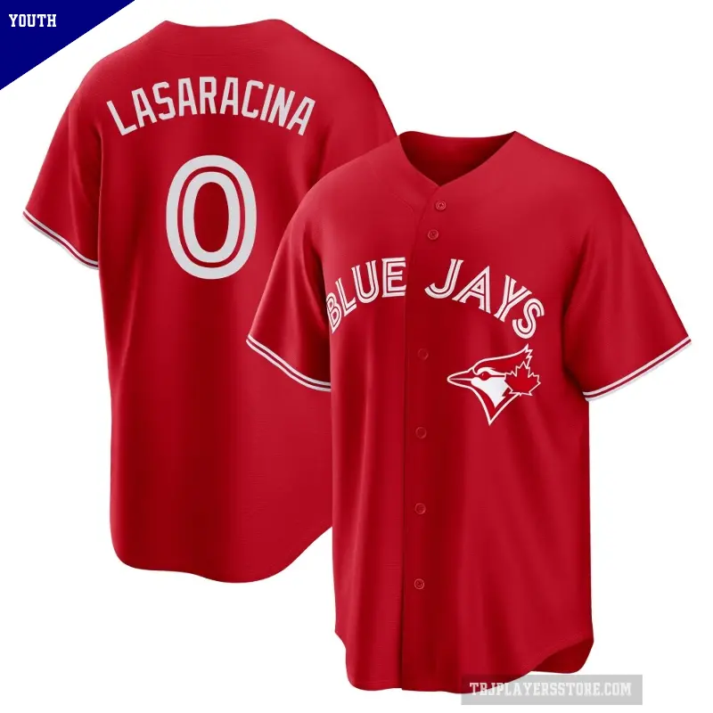 Youth No.0 Giaconino Lasaracina Toronto Blue Jays Red Replica Canada Day Jersey