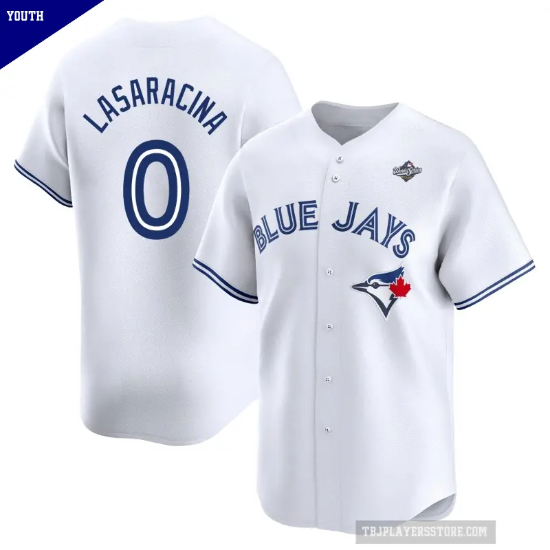 Youth No.0 Giaconino Lasaracina Toronto Blue Jays White Limited Home 2025 World Series Jersey