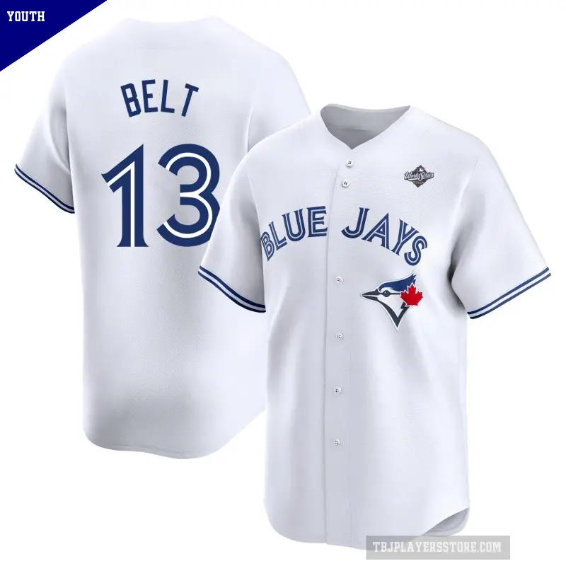 Youth No.13 Brandon Belt Toronto Blue Jays White Limited Home 2025 World Series Jersey