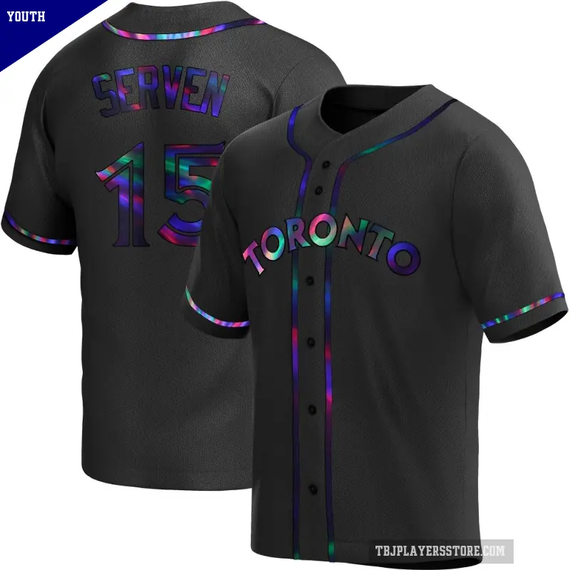 Youth No.15 Brian Serven Toronto Blue Jays Black Replica Holographic Alternate Jersey