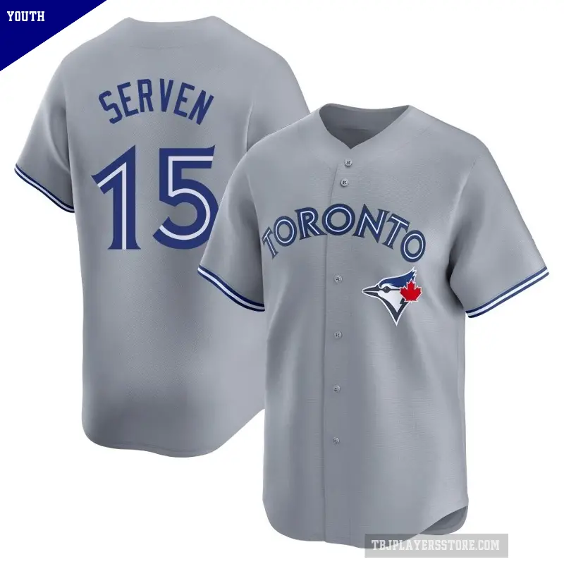 Youth No.15 Brian Serven Toronto Blue Jays Gray Limited Away Jersey