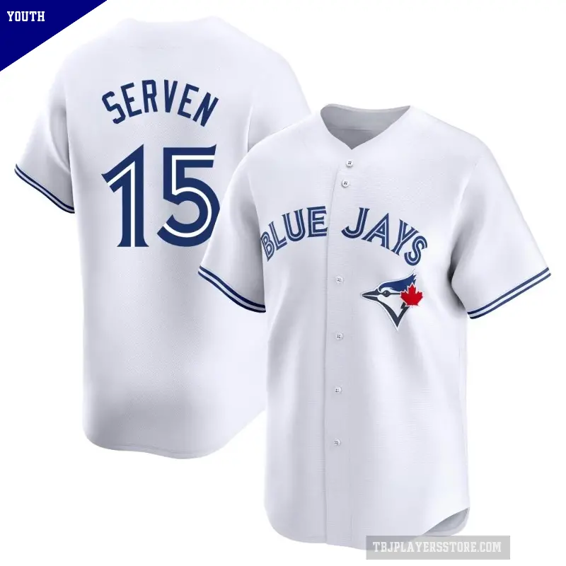 Youth No.15 Brian Serven Toronto Blue Jays White Limited Home Jersey
