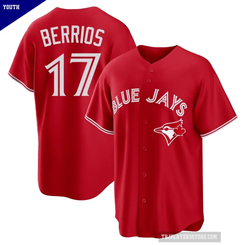 Youth No.17 Jose Berrios Toronto Blue Jays Red Replica Canada Day Jersey