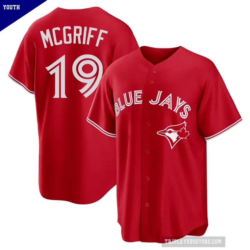 Youth No.19 Fred Mcgriff Toronto Blue Jays Red Replica Canada Day Jersey