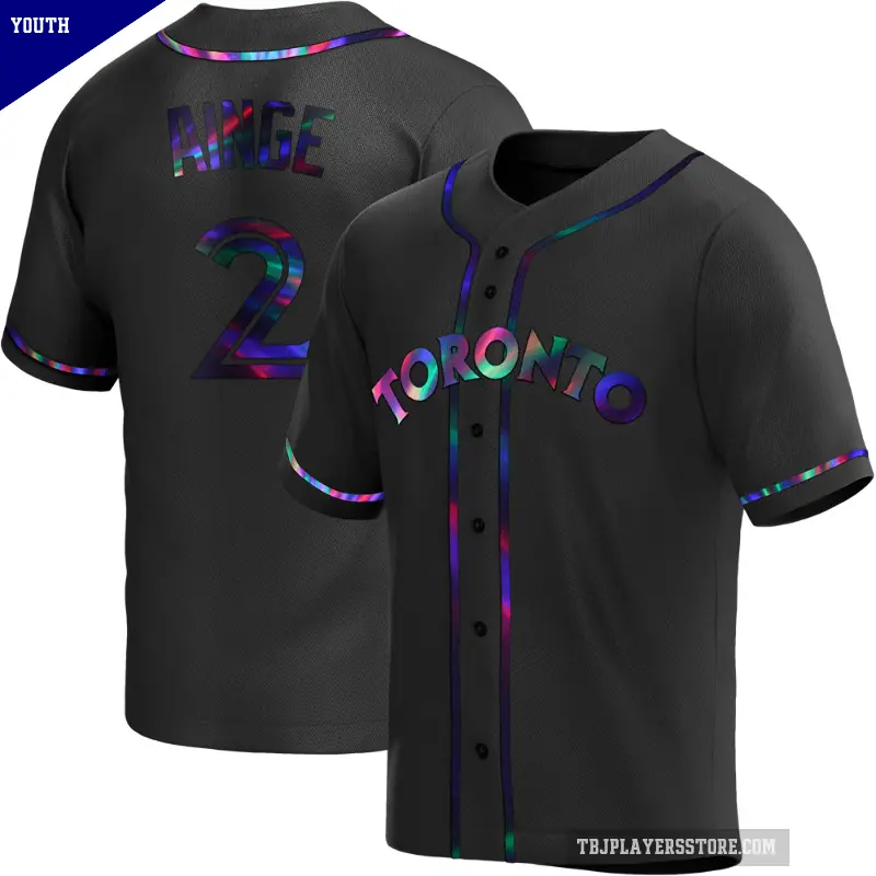 Youth No.2 Danny Ainge Toronto Blue Jays Black Replica Holographic Alternate Jersey