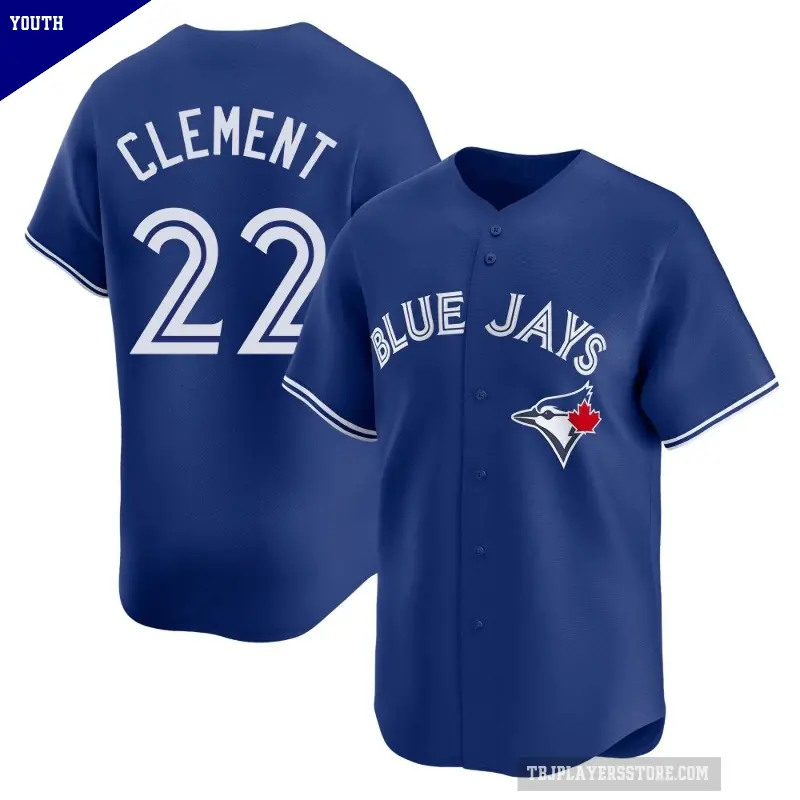 Youth No.22 Ernie Clement Toronto Blue Jays Royal Limited Alternate Jersey