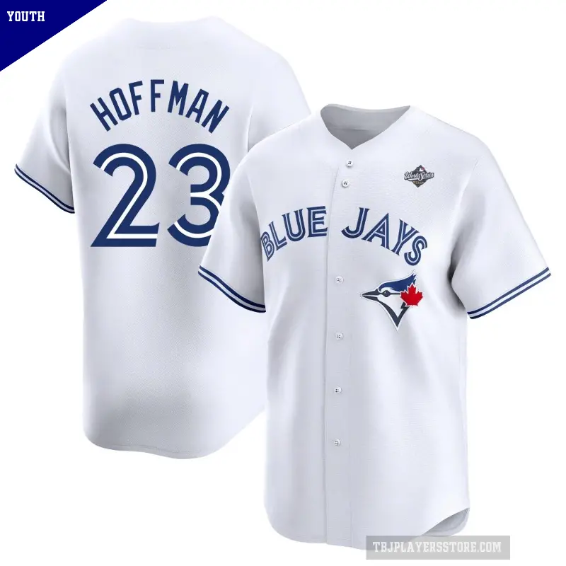 Youth No.23 Jeff Hoffman Toronto Blue Jays White Limited Home 2025 World Series Jersey