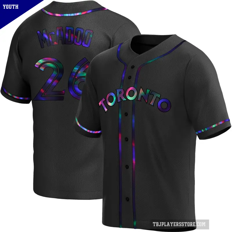 Youth No.26 Charles McAdoo Toronto Blue Jays Black Replica Holographic Alternate Jersey