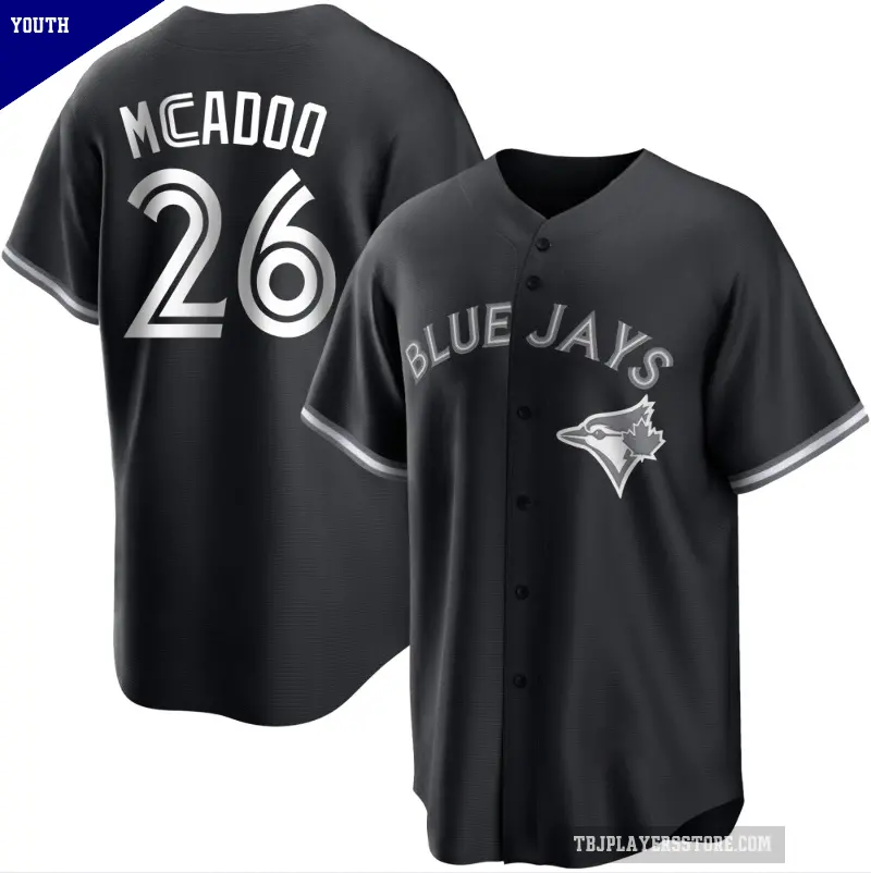 Youth No.26 Charles McAdoo Toronto Blue Jays Black/White Replica Jersey