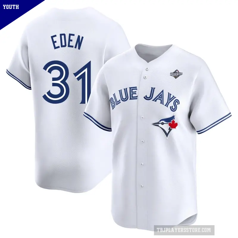 Youth No.31 Cam Eden Toronto Blue Jays White Limited Home 2025 World Series Jersey