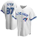 Youth No.37 Dave Stieb Toronto Blue Jays White Replica Home Cooperstown Collection Jersey