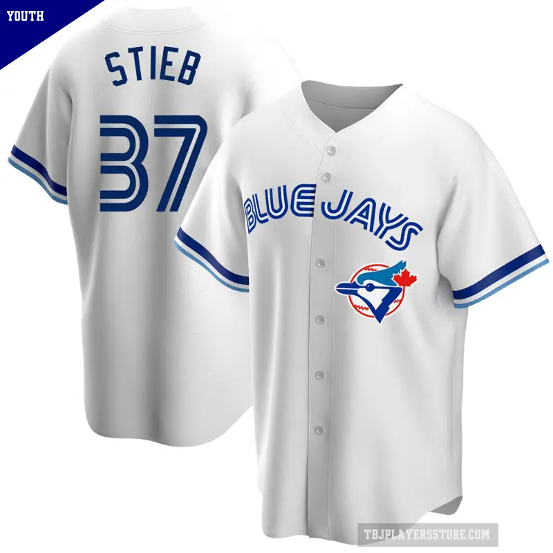 Youth No.37 Dave Stieb Toronto Blue Jays White Replica Home Cooperstown Collection Jersey