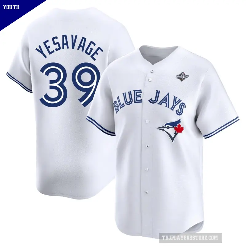 Youth No.39 Trey Yesavage Toronto Blue Jays White Limited Home 2025 World Series Jersey