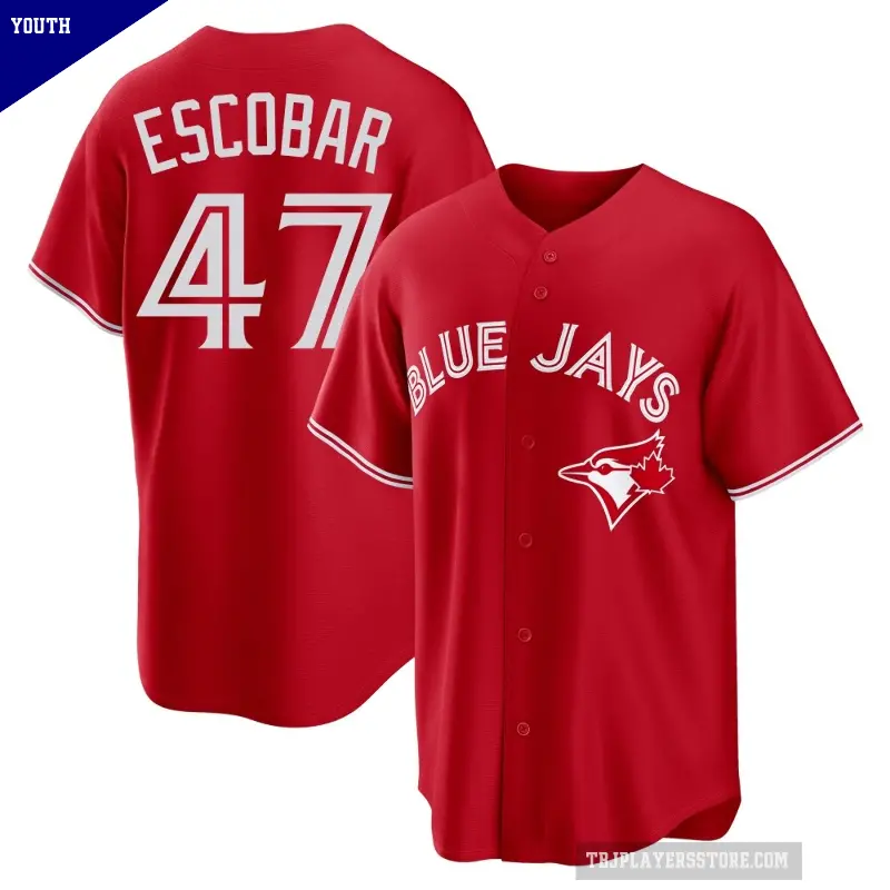Youth No.47 Kelvim Escobar Toronto Blue Jays Red Replica Canada Day Jersey