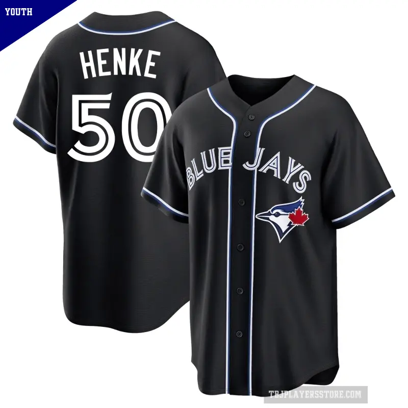 Youth No.50 Tom Henke Toronto Blue Jays Black Replica Fashion Out Jersey