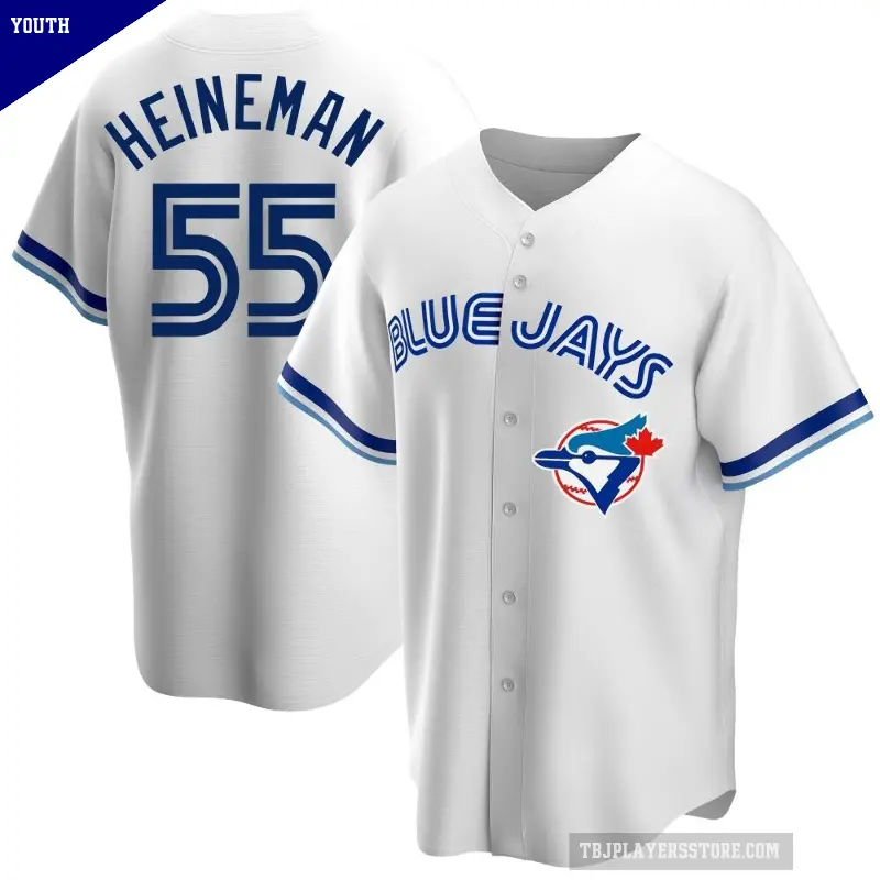 Youth No.55 Tyler Heineman Toronto Blue Jays White Replica Home Cooperstown Collection Jersey