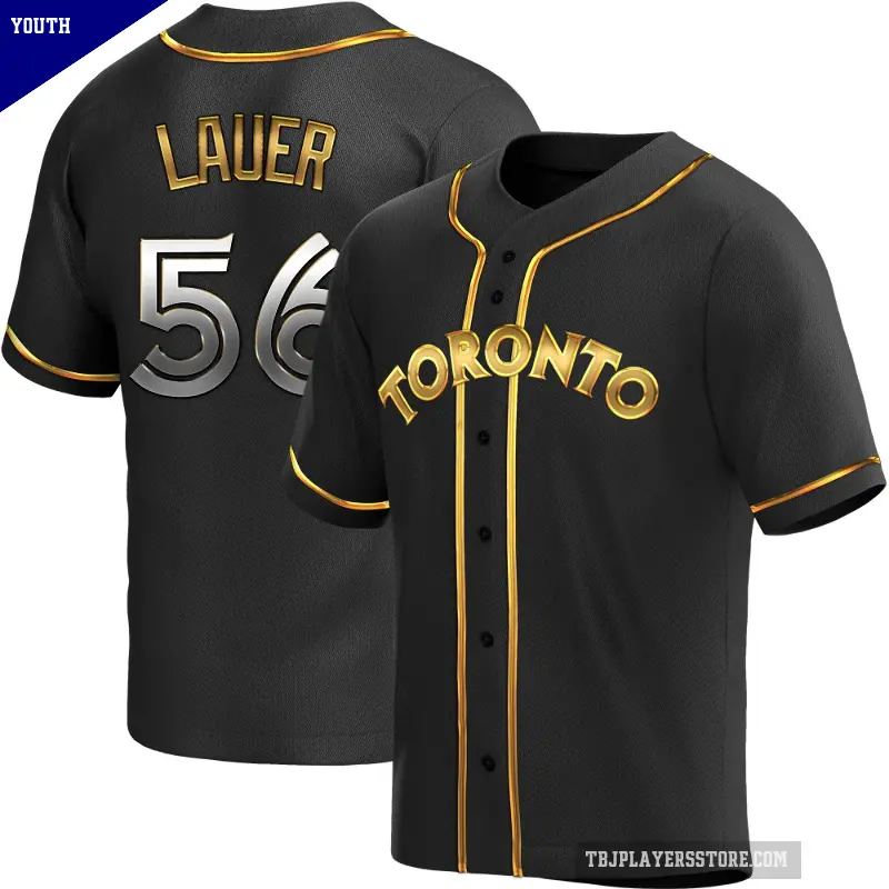 Youth No.56 Eric Lauer Toronto Blue Jays Gold Replica Black en Alternate Jersey