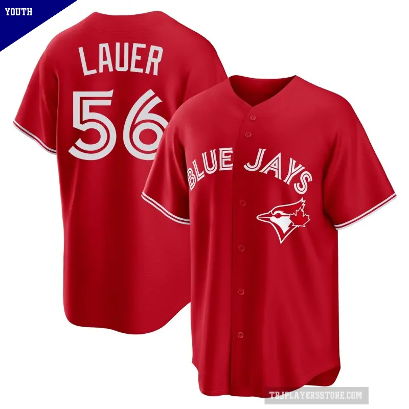 Youth No.56 Eric Lauer Toronto Blue Jays Red Replica Canada Day Jersey