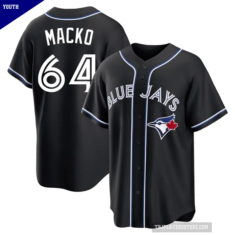 Youth No.64 Adam Macko Toronto Blue Jays Black Replica Fashion Out Jersey