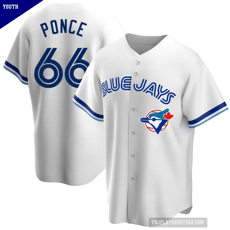 Youth No.66 Cody Ponce Toronto Blue Jays White Replica Home Cooperstown Collection Jersey