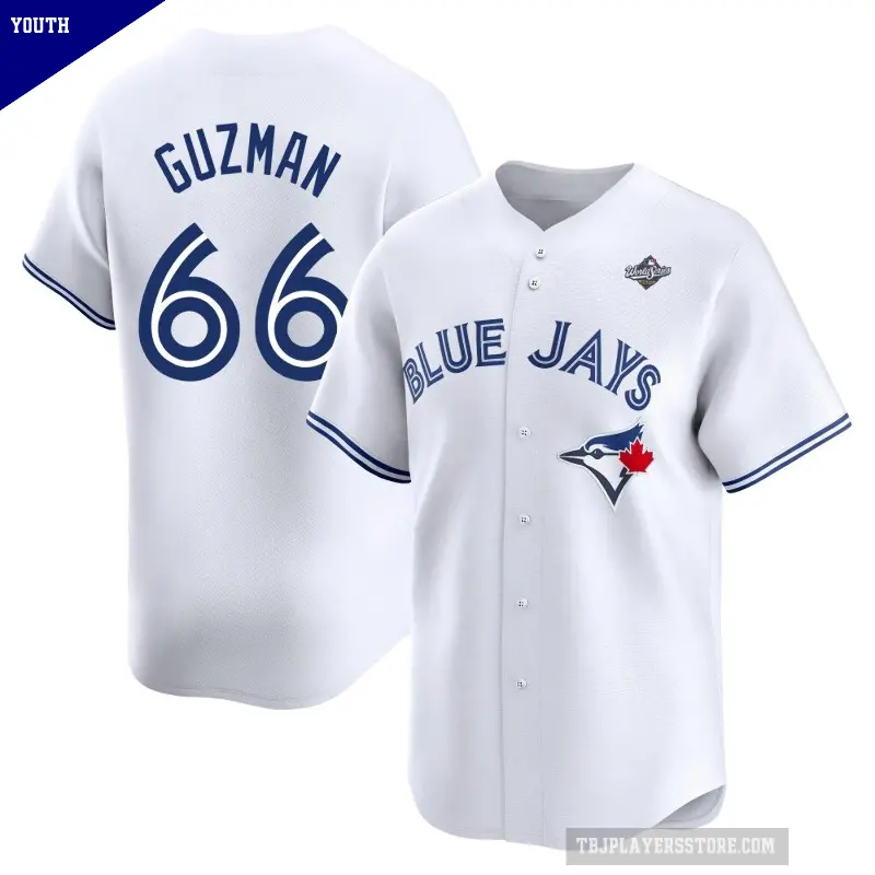 Youth No.66 Juan Guzman Toronto Blue Jays White Limited Home 2025 World Series Jersey
