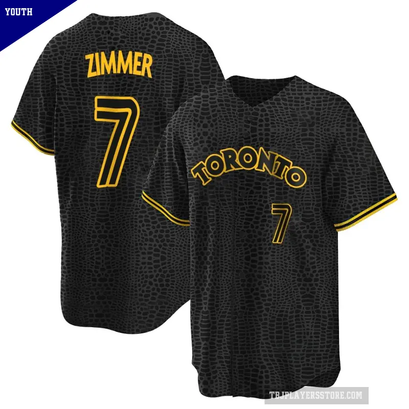 Youth No.7 Bradley Zimmer Toronto Blue Jays Black Replica Snake Skin City Jersey