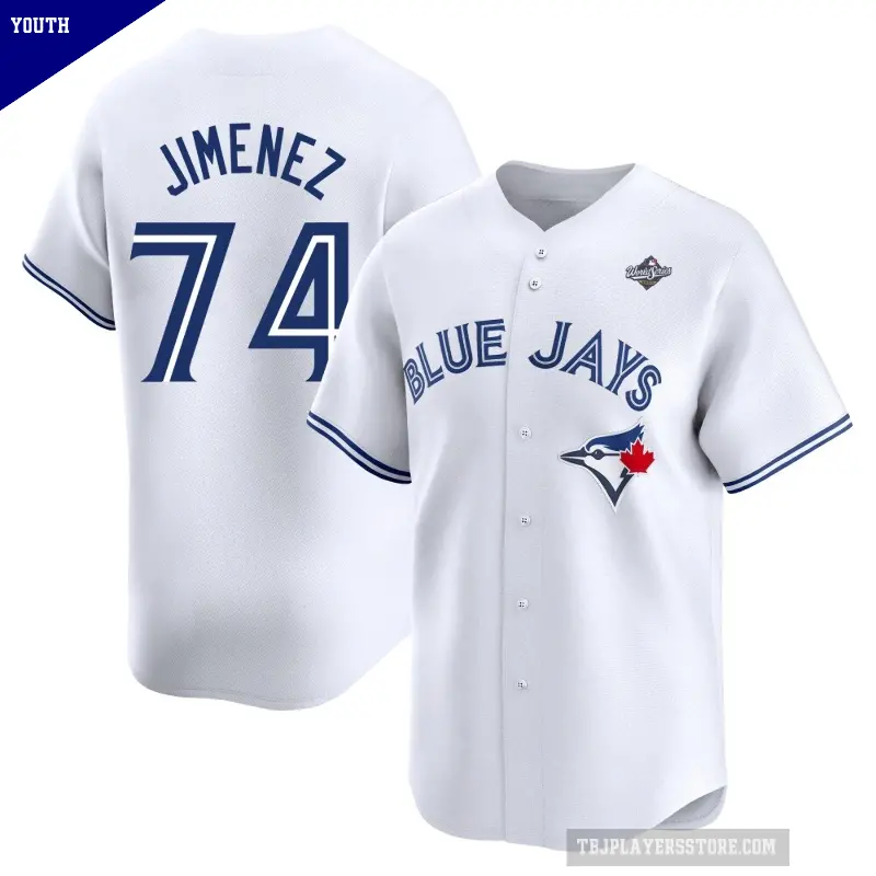 Youth No.74 Eloy Jimenez Toronto Blue Jays White Limited Home 2025 World Series Jersey