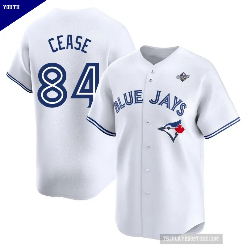 Youth No.84 Dylan Cease Toronto Blue Jays White Limited Home 2025 World Series Jersey