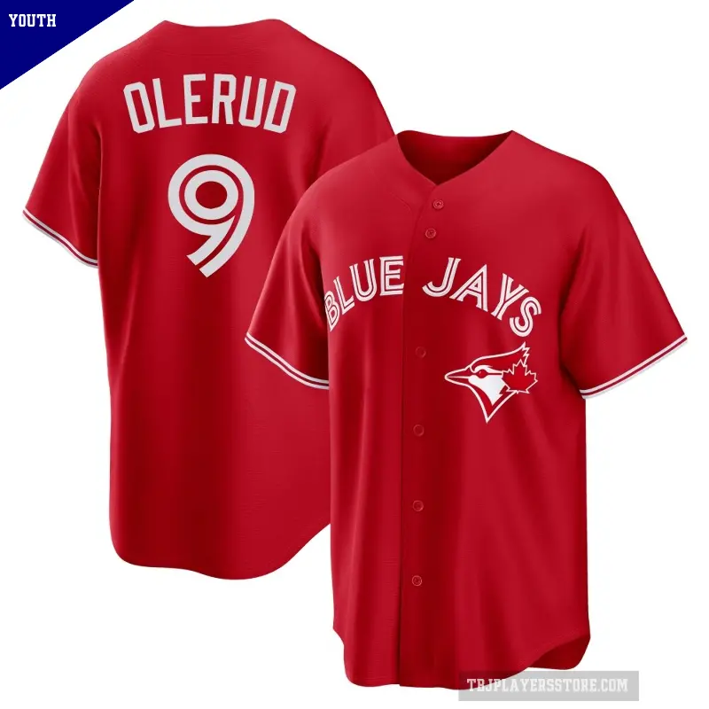 Youth No.9 John Olerud Toronto Blue Jays Red Replica Canada Day Jersey